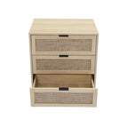 Comodino in Rattan a 3 Cassetti, Singolo, Blu/Verde/Naturale/Noce/Nero