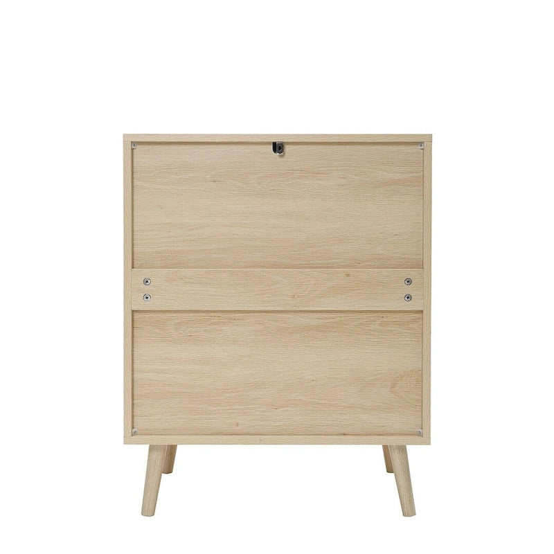 Comodino in Rattan a 3 Cassetti, Singolo, Blu/Verde/Naturale/Noce/Nero