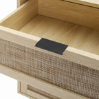 Comodino in Rattan a 3 Cassetti, Singolo, Blu/Verde/Naturale/Noce/Nero