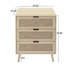 Comodino in Rattan a 3 Cassetti, Singolo, Blu/Verde/Naturale/Noce/Nero