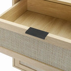 Comodino in Rattan a 3 Cassetti, Singolo, Blu/Verde/Naturale/Noce/Nero