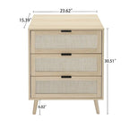 Comodino in Rattan a 3 Cassetti, Singolo, Blu/Verde/Naturale/Noce/Nero