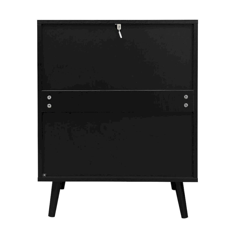 Comodino in Rattan a 3 Cassetti, Singolo, Blu/Verde/Naturale/Noce/Nero