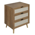 Comodino in Rattan a 3 Cassetti, Singolo, Blu/Verde/Naturale/Noce/Nero