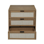 Comodino in Rattan a 3 Cassetti, Singolo, Blu/Verde/Naturale/Noce/Nero