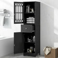 Mobile bagno a colonna nero, autoportante, uso singolo, 1 cassetto e 2 ante