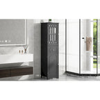Mobile bagno a colonna nero, autoportante, uso singolo, 1 cassetto e 2 ante