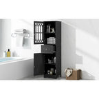 Mobile bagno a colonna nero, autoportante, uso singolo, 1 cassetto e 2 ante