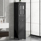 Mobile bagno a colonna nero, autoportante, uso singolo, 1 cassetto e 2 ante
