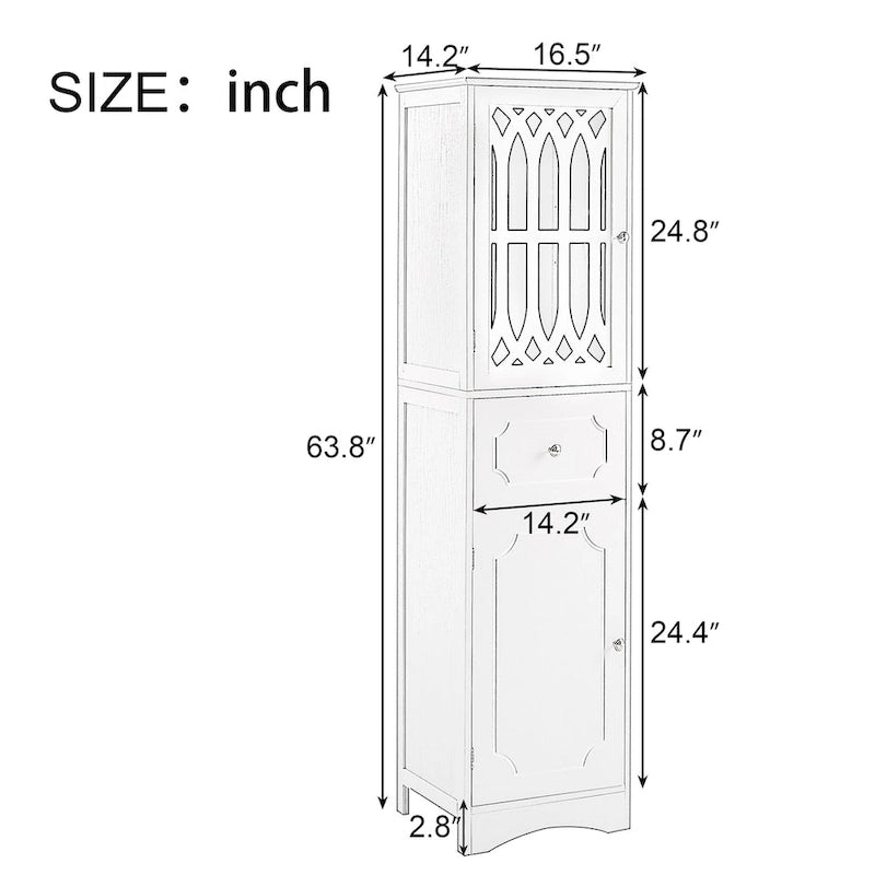 Mobile bagno a colonna nero, autoportante, uso singolo, 1 cassetto e 2 ante