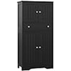 Armadietto da terra con finitura in legno nero, 2 ante e 1 cassetto, unità singola, 59,9 cm P x 30 cm L x 128 cm A