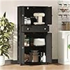 Armadietto da terra con finitura in legno nero, 2 ante e 1 cassetto, unità singola, 59,9 cm P x 30 cm L x 128 cm A