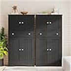 Armadietto da terra con finitura in legno nero, 2 ante e 1 cassetto, unità singola, 59,9 cm P x 30 cm L x 128 cm A