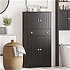 Armadietto da terra con finitura in legno nero, 2 ante e 1 cassetto, unità singola, 59,9 cm P x 30 cm L x 128 cm A