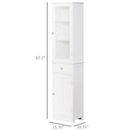 Mobiletto da bagno alto e stretto, bianco, 1 anta 1 cassetto, singolo