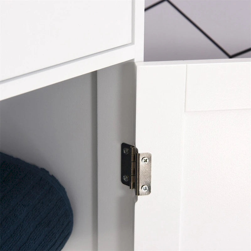 Mobiletto da bagno alto e stretto, bianco, 1 anta 1 cassetto, singolo