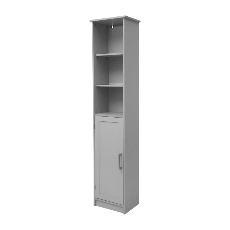 Mobiletto a torre in lino alto, bianco/grigio, autoportante, per 1 persona
