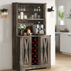 Bar da fattoria in rovere scuro/rovere rustico con luci a LED, portabottiglie e portabicchieri, per 1 persona