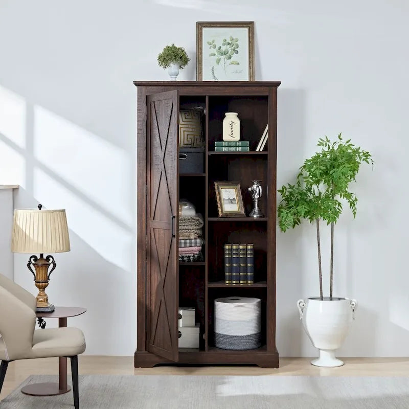 Credenza alta Espresso/Gray Barn Door, anta singola