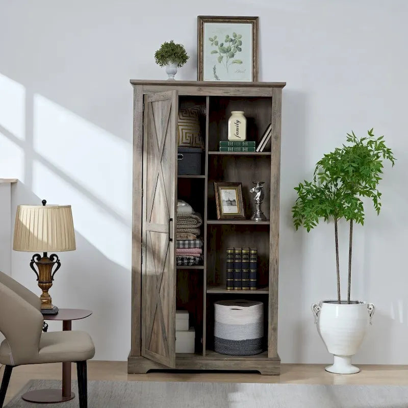 Credenza alta Espresso/Gray Barn Door, anta singola