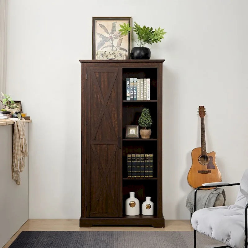 Credenza alta Espresso/Gray Barn Door, anta singola