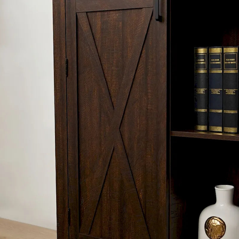 Credenza alta Espresso/Gray Barn Door, anta singola