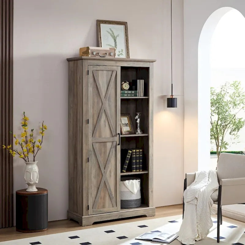 Credenza alta Espresso/Gray Barn Door, anta singola