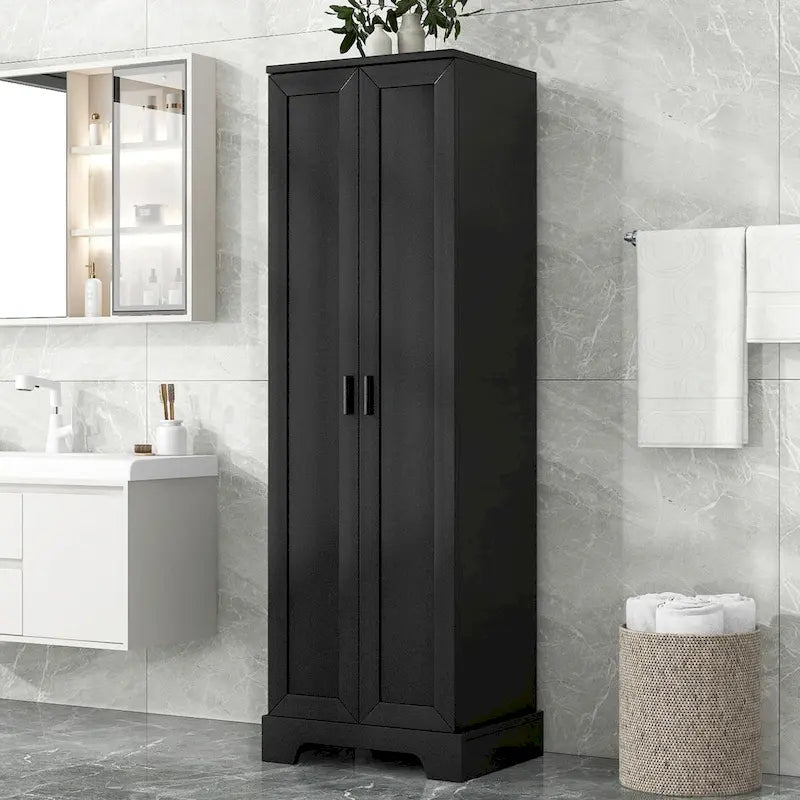 Armadietto a 2 ante con ripiani regolabili, colore bianco/nero/marrone, singolo