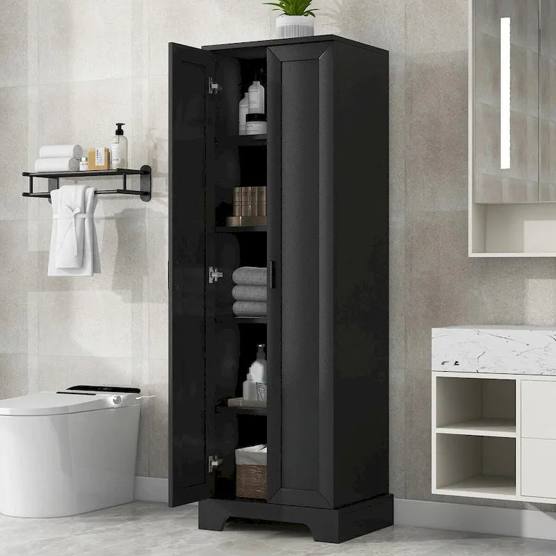 Armadietto a 2 ante con ripiani regolabili, colore bianco/nero/marrone, singolo