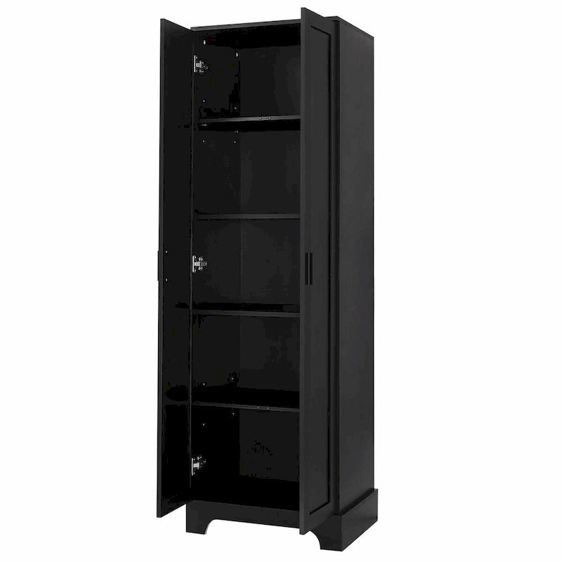 Armadietto a 2 ante con ripiani regolabili, colore bianco/nero/marrone, singolo