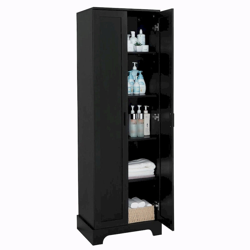 Armadietto a 2 ante con ripiani regolabili, colore bianco/nero/marrone, singolo
