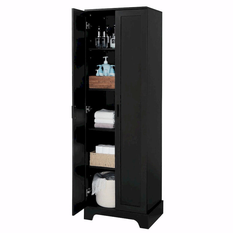 Armadietto a 2 ante con ripiani regolabili, colore bianco/nero/marrone, singolo
