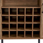 Credenza portavino Bianca e Noce/Rovere con Rattan Sintetico, Porta Scorrevole a Fienile, Portabottiglie da 20 Posti e Portabicchieri, Montaggio in 2 Persone