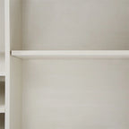 Credenza portavino Bianca e Noce/Rovere con Rattan Sintetico, Porta Scorrevole a Fienile, Portabottiglie da 20 Posti e Portabicchieri, Montaggio in 2 Persone