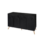 Credenza da 4 ante intagliata 3D con arco nero e ripiano regolabile, per 1 persona