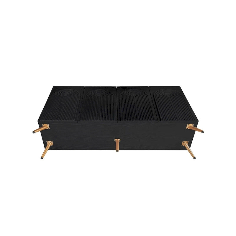 Credenza da 4 ante intagliata 3D con arco nero e ripiano regolabile, per 1 persona