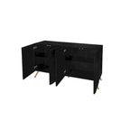 Credenza da 4 ante intagliata 3D con arco nero e ripiano regolabile, per 1 persona