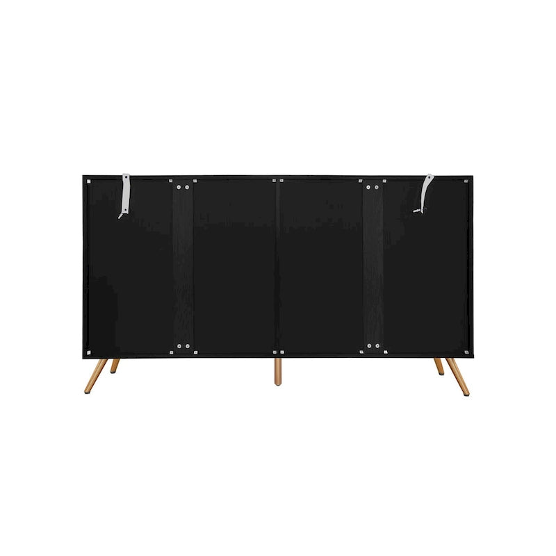 Credenza da 4 ante intagliata 3D con arco nero e ripiano regolabile, per 1 persona