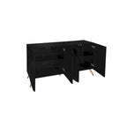Credenza da 4 ante intagliata 3D con arco nero e ripiano regolabile, per 1 persona