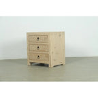 Comodino beige a 3 cassetti, per utente singolo, legno naturale invecchiato, 61 cm (L) x 46 cm (P) x 66 cm (A)