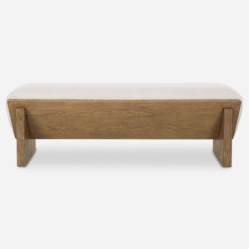 Uttermost Wedged Ivory Fabric Bench - 17  H X 59  W X 19  D
