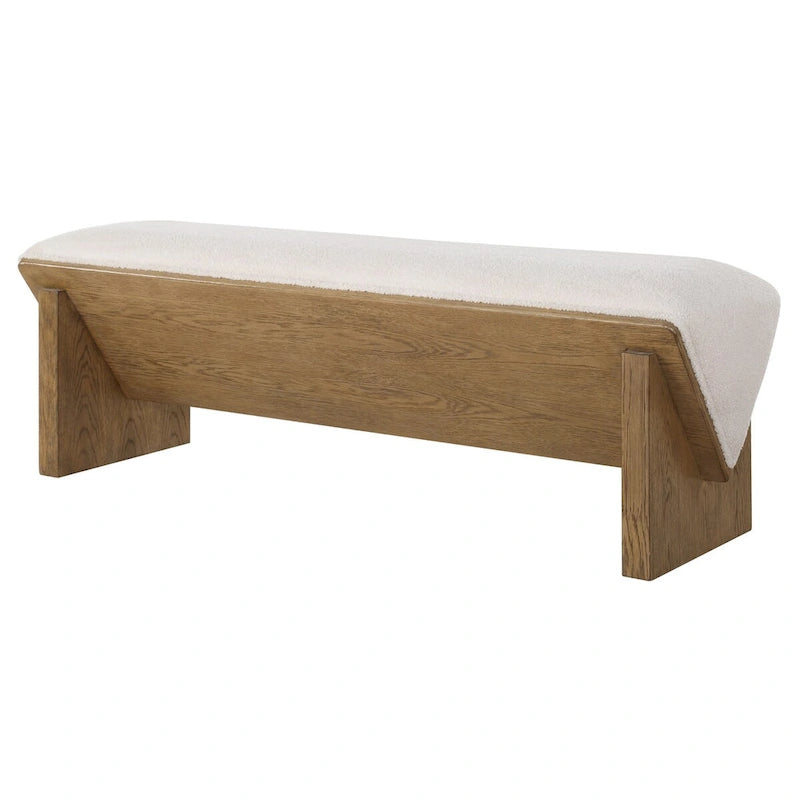 Panca Uttermost in tessuto color avorio a zeppa - 17 A X 59 L X 19 P