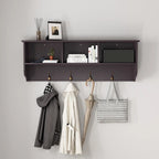 Appendiabiti da Parete Espresso con 8 Ganci, Scaffale Contenitore in Legno, 4 Persone