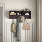 Appendiabiti da Parete Espresso con 8 Ganci, Scaffale Contenitore in Legno, 4 Persone