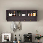 Appendiabiti da Parete Espresso con 8 Ganci, Scaffale Contenitore in Legno, 4 Persone