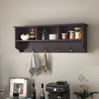 Appendiabiti da Parete Espresso con 8 Ganci, Scaffale Contenitore in Legno, 4 Persone