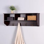 Appendiabiti da Parete Espresso con 8 Ganci, Scaffale Contenitore in Legno, 4 Persone